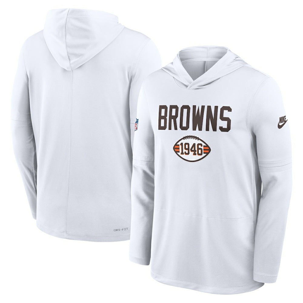 Sideline Pass Accuracy Dri-FIT Long Sleeve Hoodie T-Shirt - Cleveland Browns