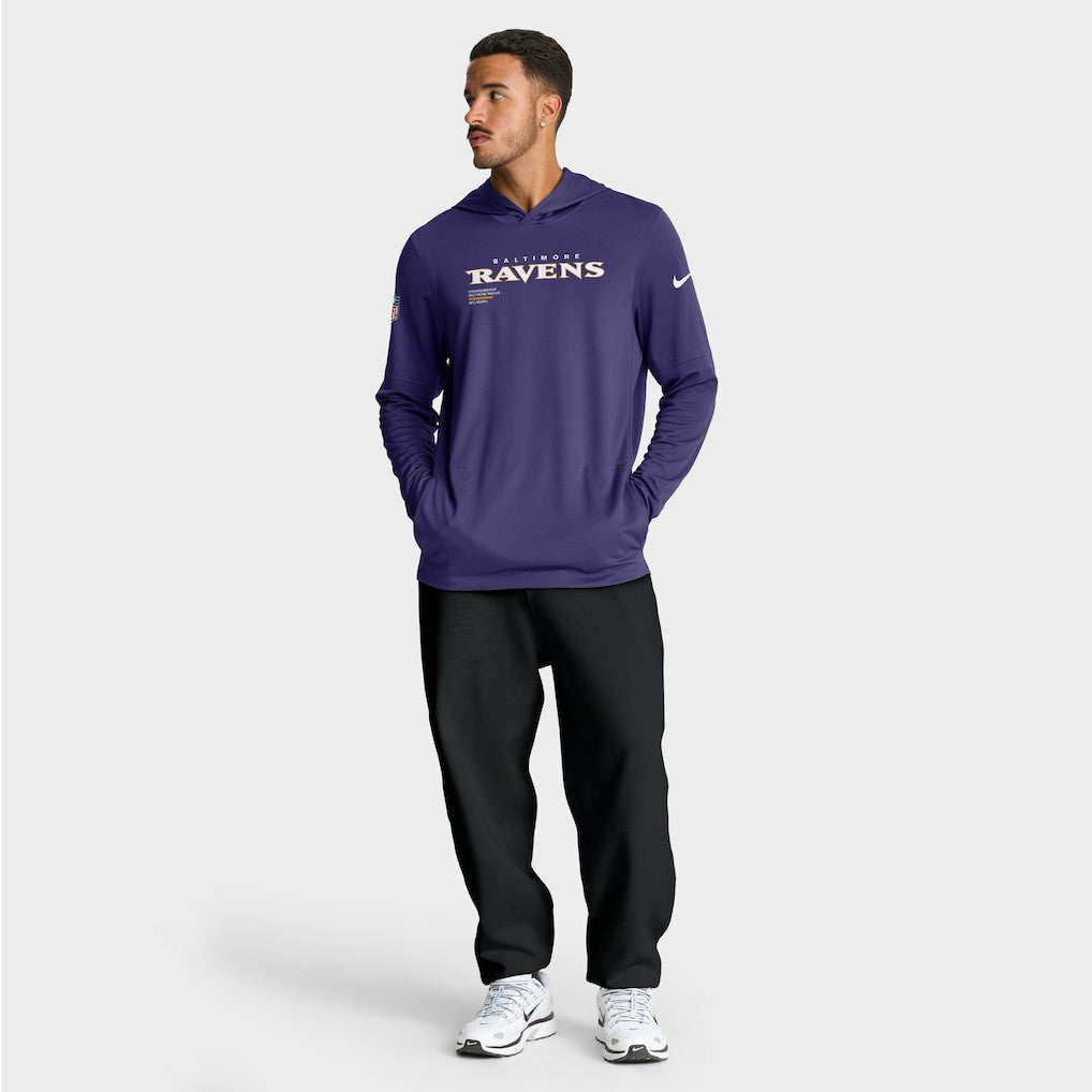 Sideline Pure Fury Performance Long Sleeve Hoodie T-Shirt - Baltimore Ravens
