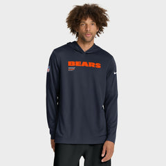 Sideline Pure Fury Performance Long Sleeve Hoodie T-Shirt - Chicago Bears