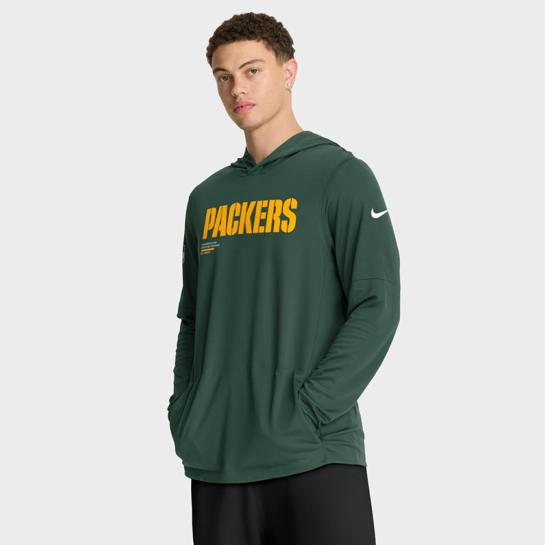 Sideline Pure Fury Performance Long Sleeve Hoodie T-Shirt - Green Bay Packers