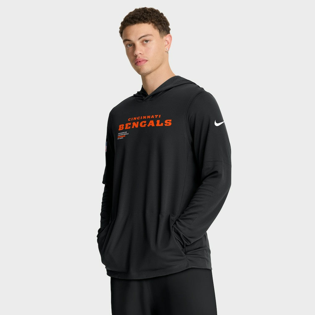 Sideline Pure Fury Performance Long Sleeve Hoodie T-Shirt - Cincinnati Bengals