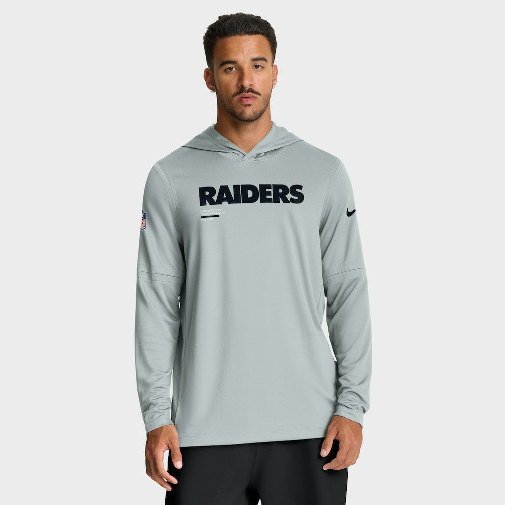 Sideline Pure Fury Performance Long Sleeve Hoodie T-Shirt - Las Vegas Raiders