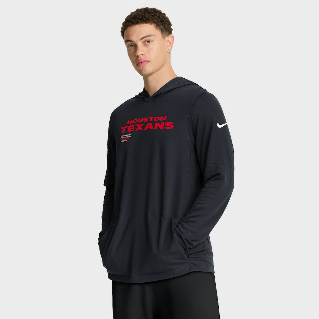 Sideline Pure Fury Performance Long Sleeve Hoodie T-Shirt - Houston Texans