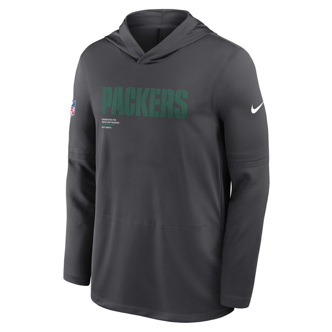 Sideline Pure Fury Performance Long Sleeve Hoodie T-Shirt - Green Bay Packers