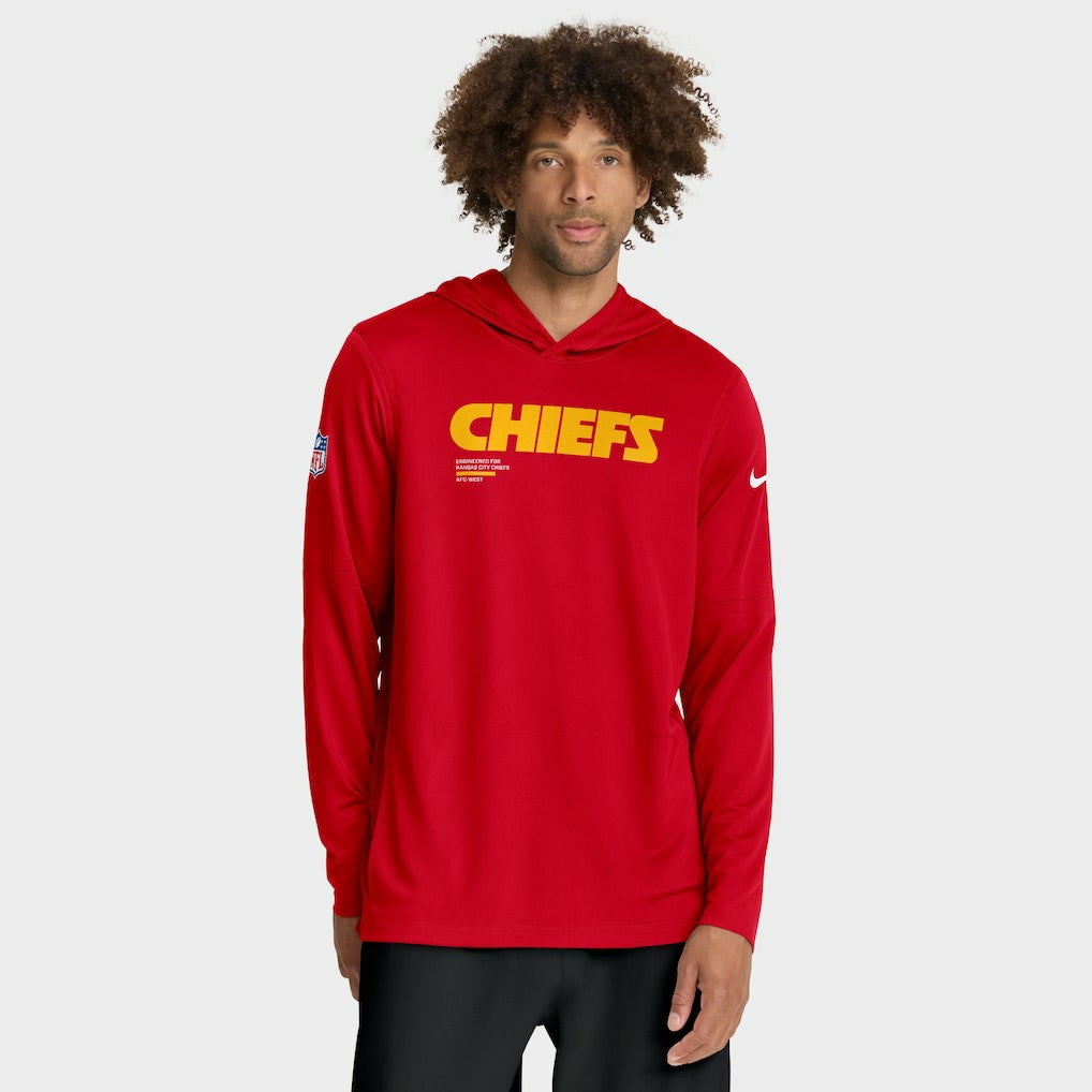 Sideline Pure Fury Performance Long Sleeve Hoodie T-Shirt - Kansas City Chiefs