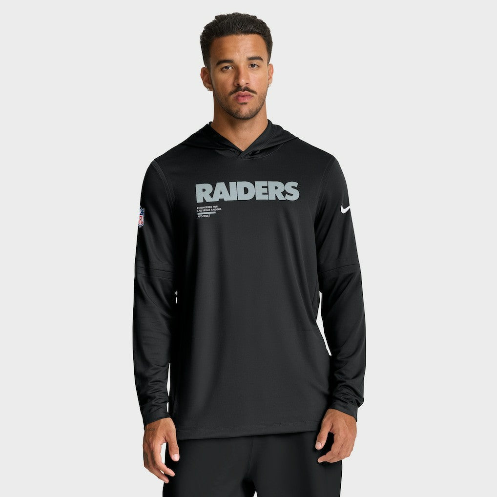 Sideline Pure Fury Performance Long Sleeve Hoodie T-Shirt - Las Vegas Raiders