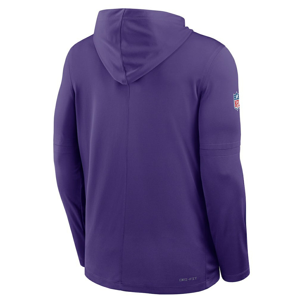 Sideline Pure Fury Performance Long Sleeve Hoodie T-Shirt - Minnesota Vikings