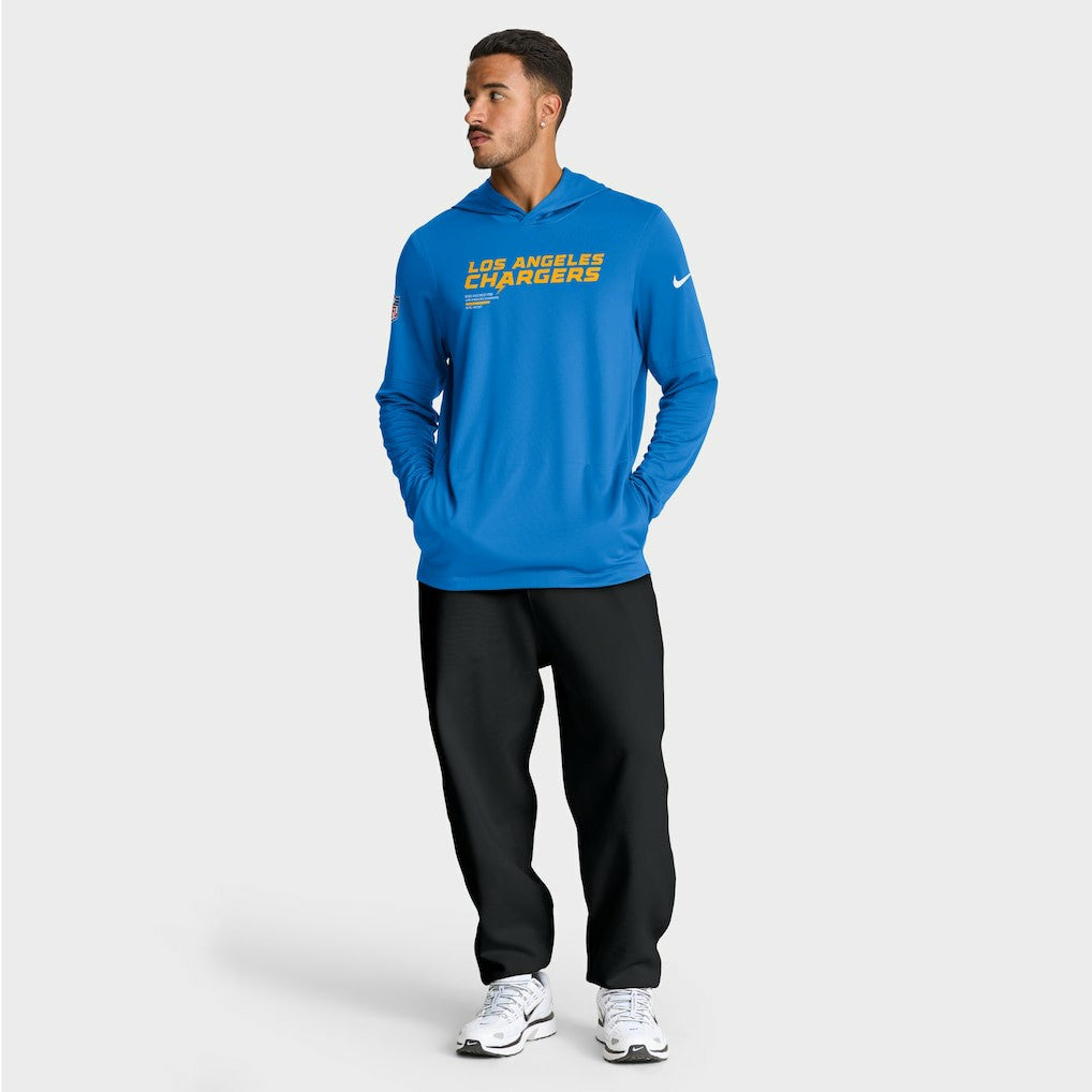 Sideline Pure Fury Performance Long Sleeve Hoodie T-Shirt - Los Angeles Chargers