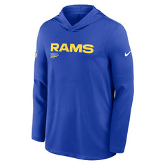 Sideline Pure Fury Performance Long Sleeve Hoodie T-Shirt - Los Angeles Rams