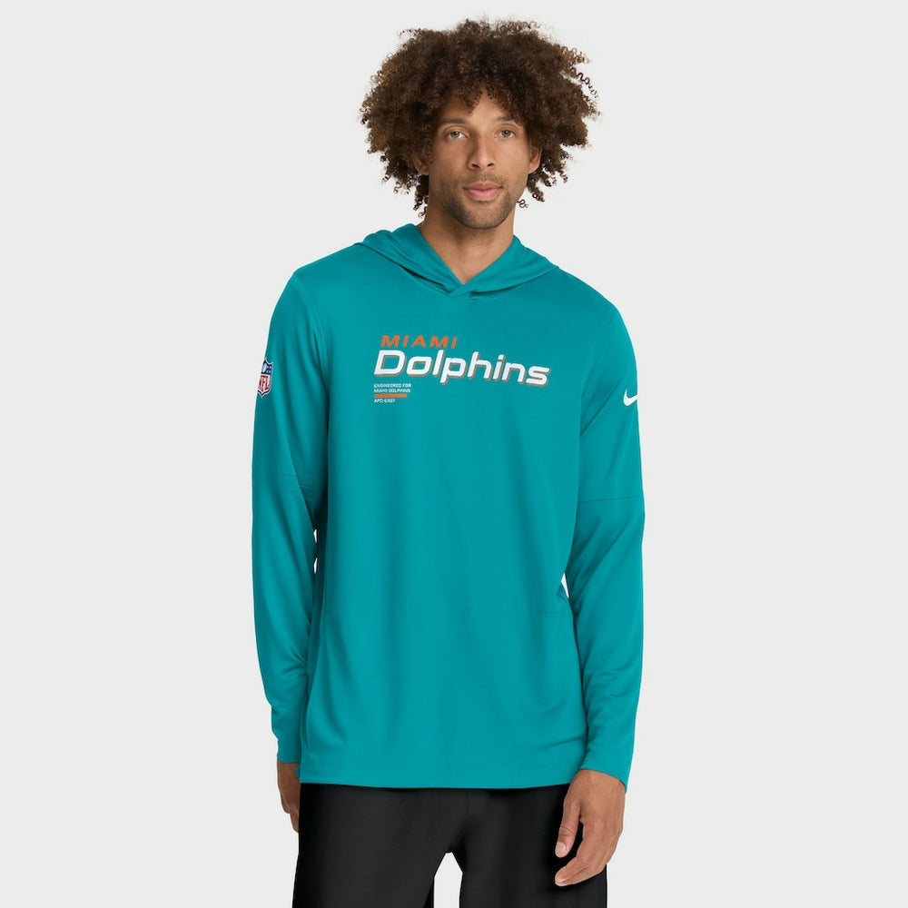 Sideline Pure Fury Performance Long Sleeve Hoodie T-Shirt - Miami Dolphins