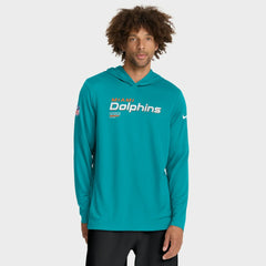 Sideline Pure Fury Performance Long Sleeve Hoodie T-Shirt - Miami Dolphins
