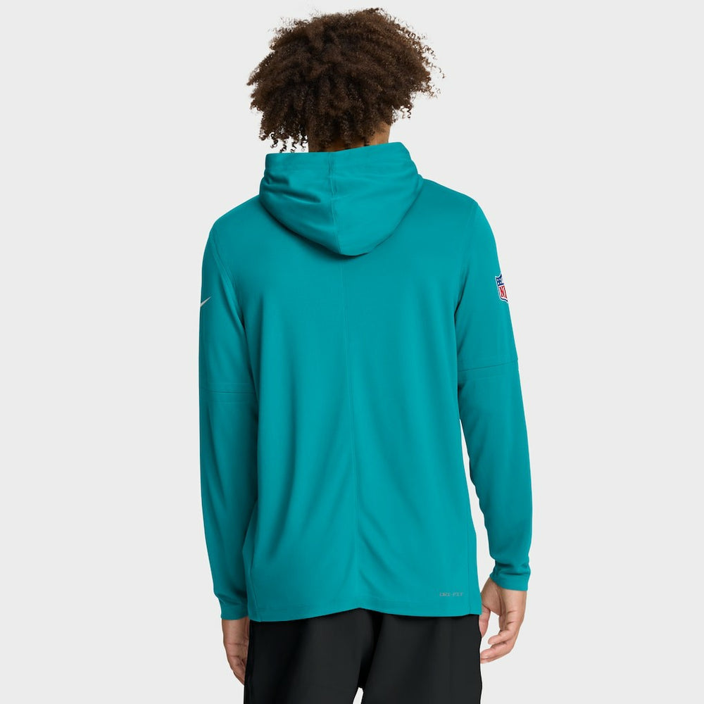 Sideline Pure Fury Performance Long Sleeve Hoodie T-Shirt - Miami Dolphins