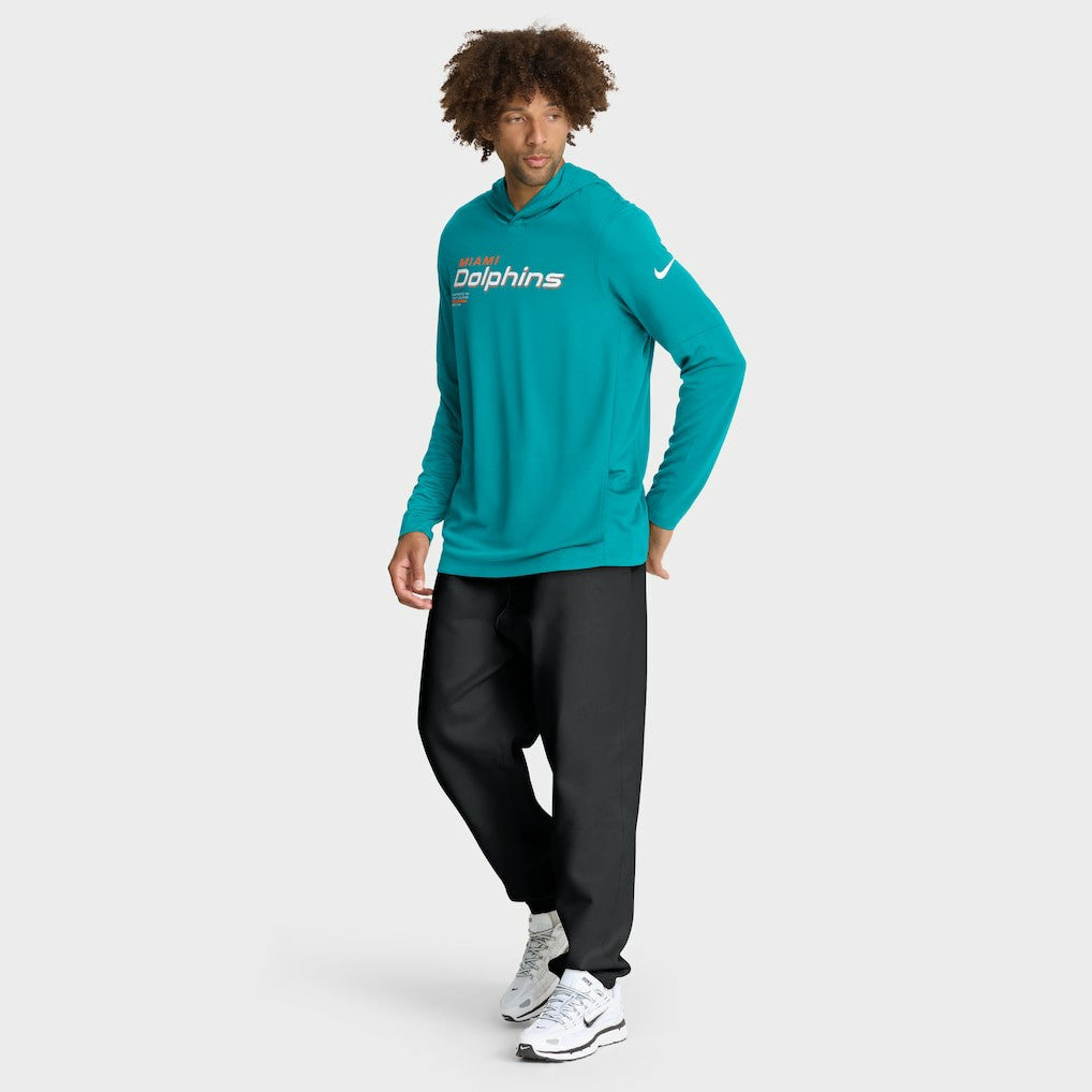 Sideline Pure Fury Performance Long Sleeve Hoodie T-Shirt - Miami Dolphins