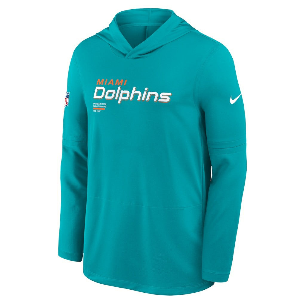 Sideline Pure Fury Performance Long Sleeve Hoodie T-Shirt - Miami Dolphins