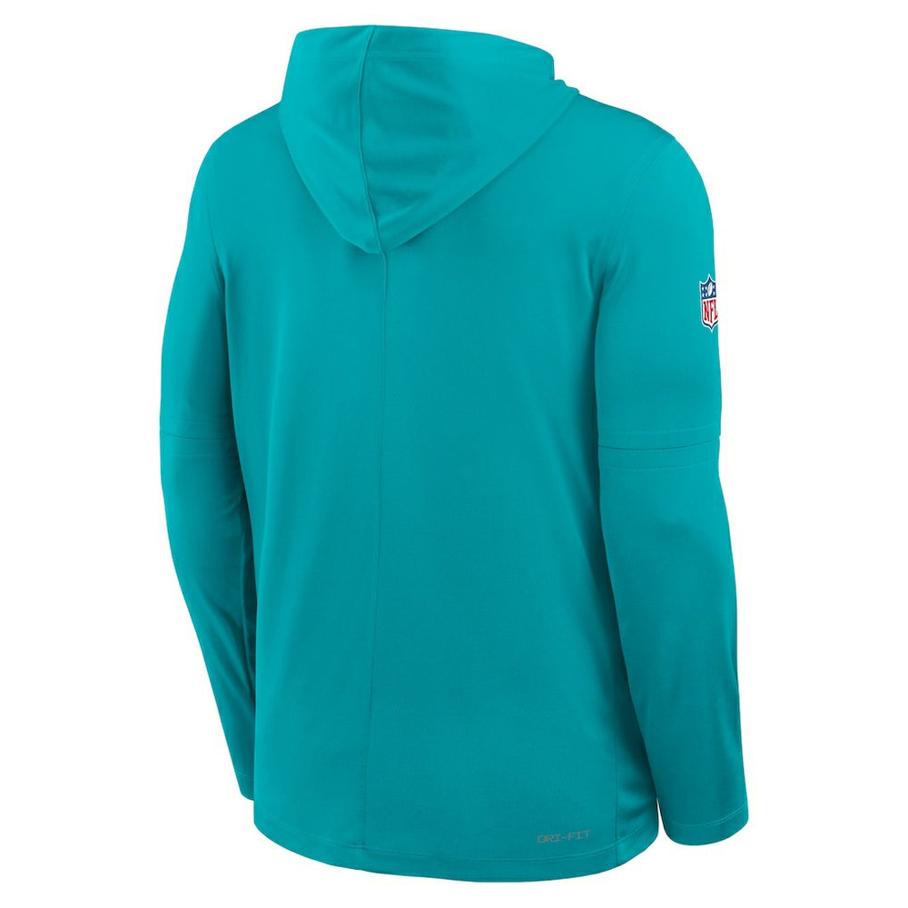 Sideline Pure Fury Performance Long Sleeve Hoodie T-Shirt - Miami Dolphins