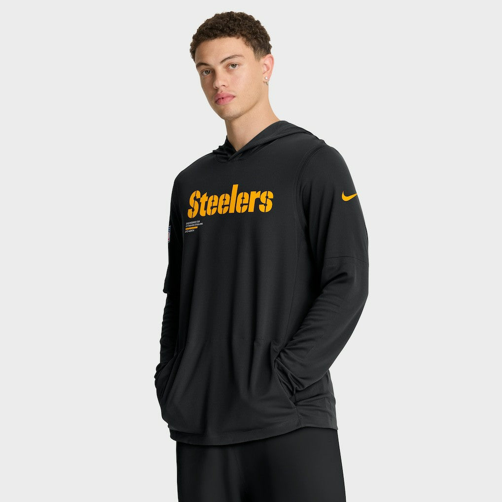 Sideline Pure Fury Performance Long Sleeve Hoodie T-Shirt - Pittsburgh Steelers