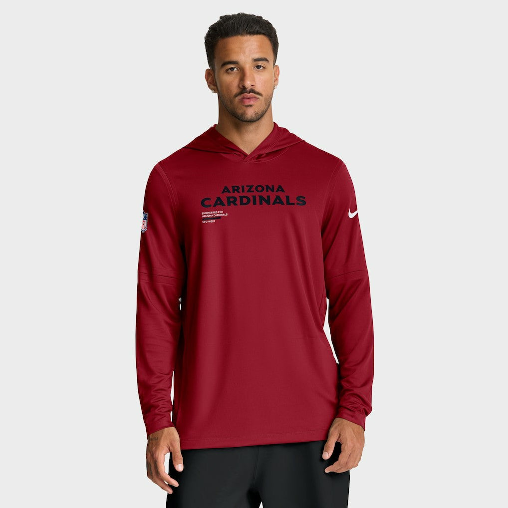 Sideline Pure Fury Performance Long Sleeve Hoodie T-Shirt - Arizona Cardinals