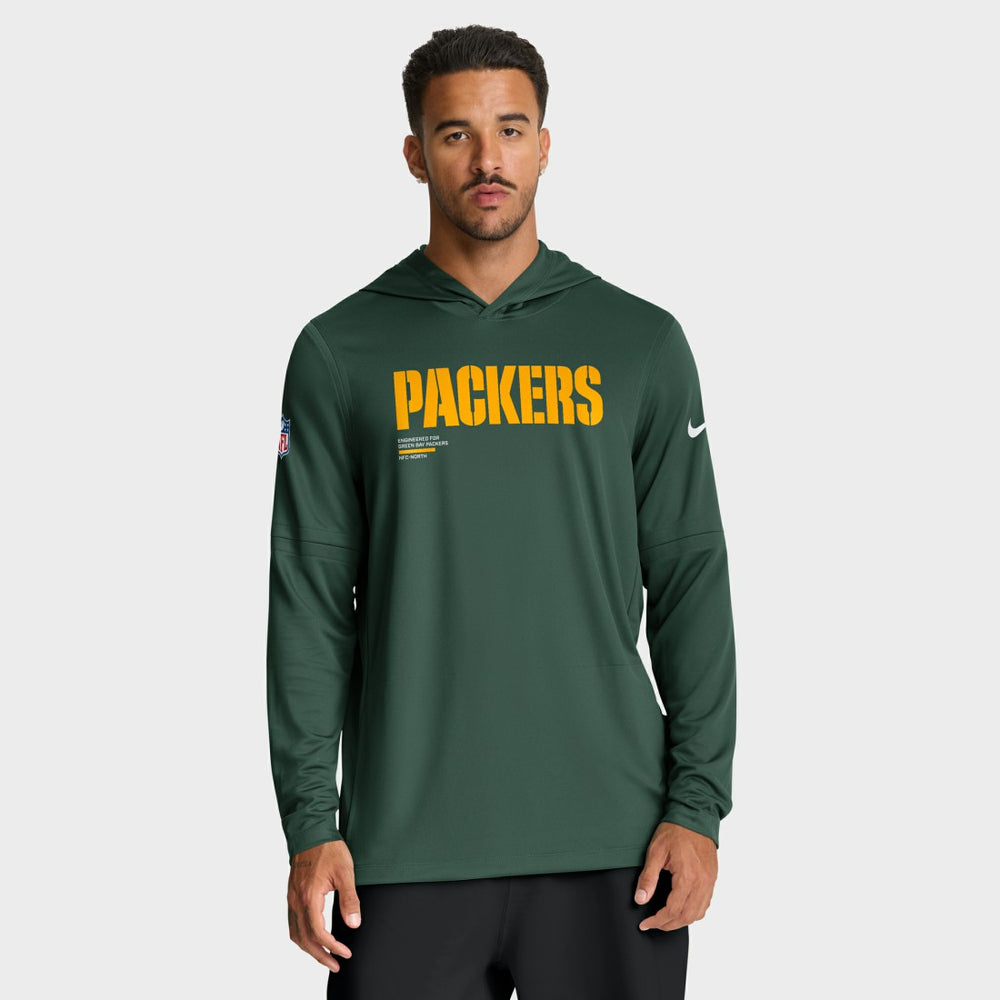 Big & Tall Sideline Dri-FIT Long Sleeve Hoodie T-Shirt - Green Bay Packers