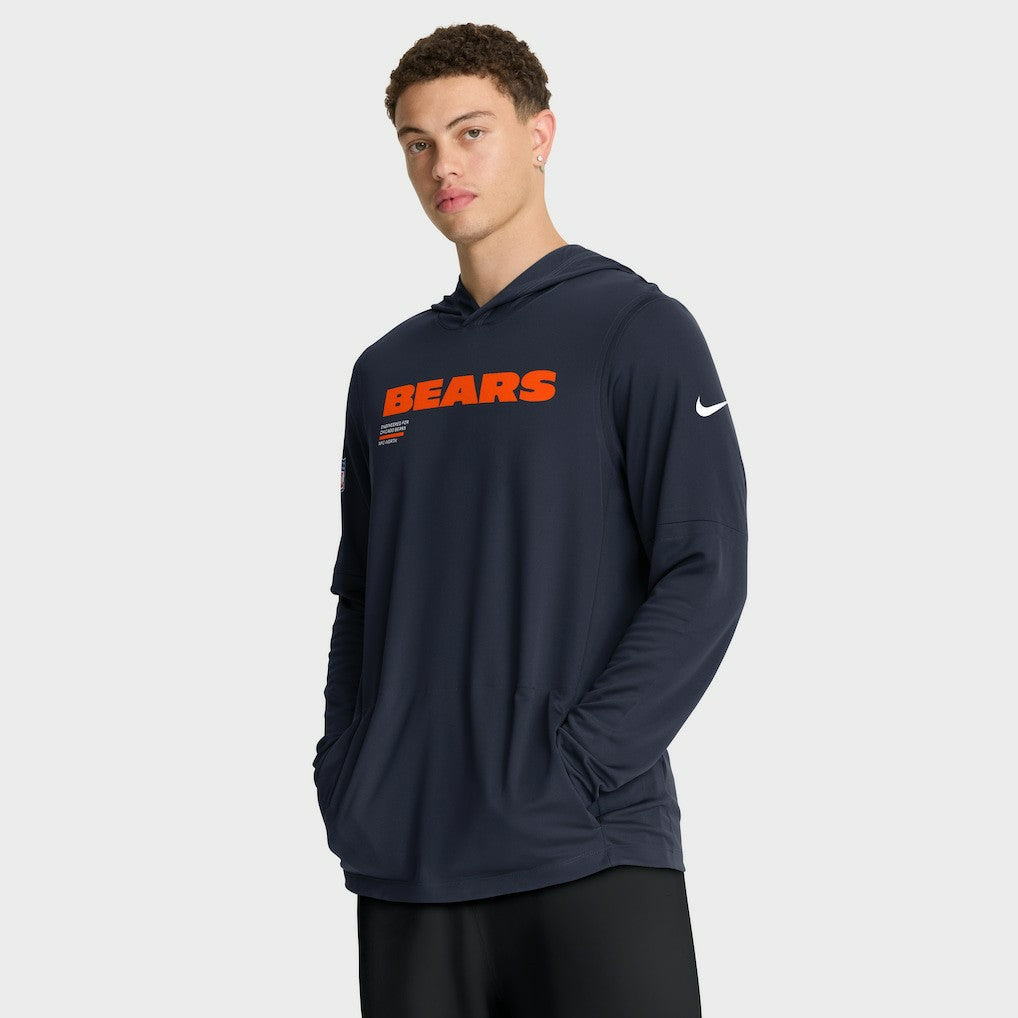 Big & Tall Sideline Dri-FIT Long Sleeve Hoodie T-Shirt - Chicago Bears