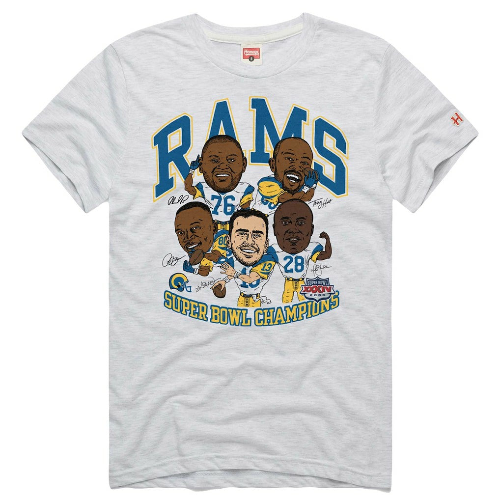 Homage Unisex Super Bowl XXXIV Champs Player Graphic Tri-Blend T-Shirt - Los Angeles Rams