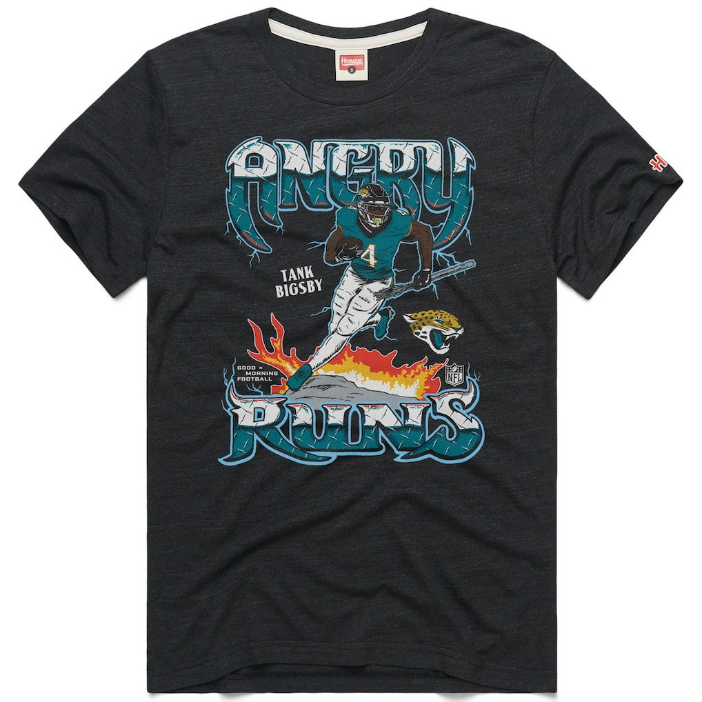 Tank Bigsby  Homage Unisex Angry Runs Player Graphic Tri-Blend T-Shirt - Jacksonville Jaguars