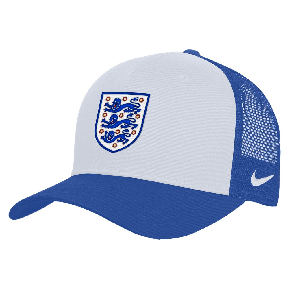 England National Team Unisex Rise Adjustable Trucker Hat - Nike White/Blue