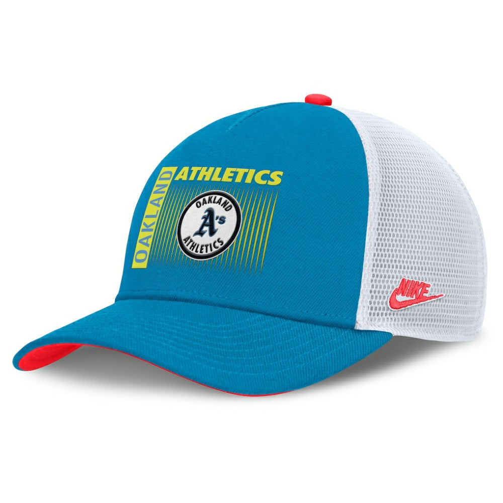 MLB Athletics Nike Neon 90s Rise Structured Performance Adjustable Trucker Hat