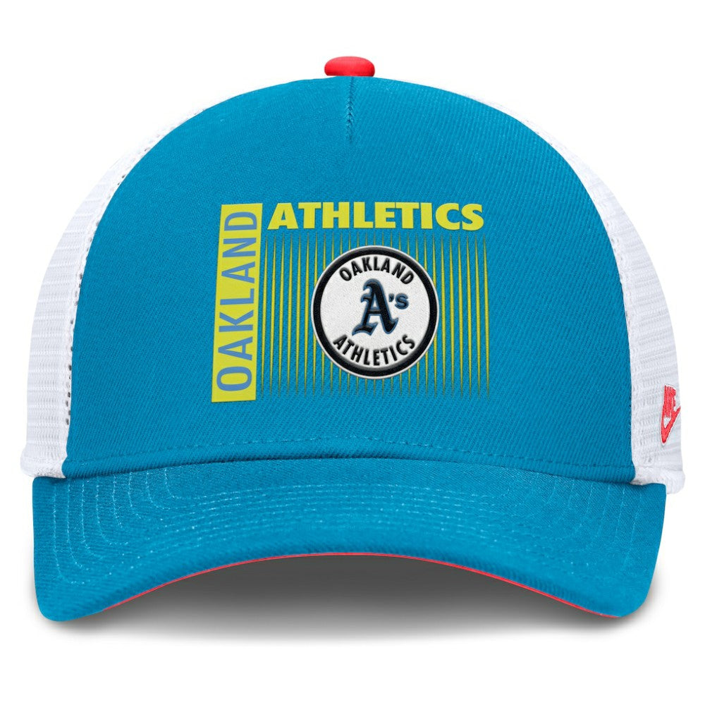 MLB Athletics Nike Neon 90s Rise Structured Performance Adjustable Trucker Hat