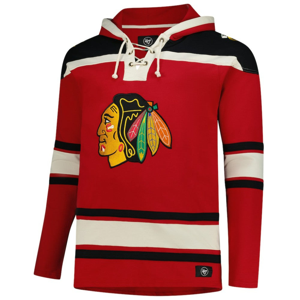 NHL Red Chicago Blackhawks '47 Big & Tall Superior Lacer Fleece Pullover Hoodie