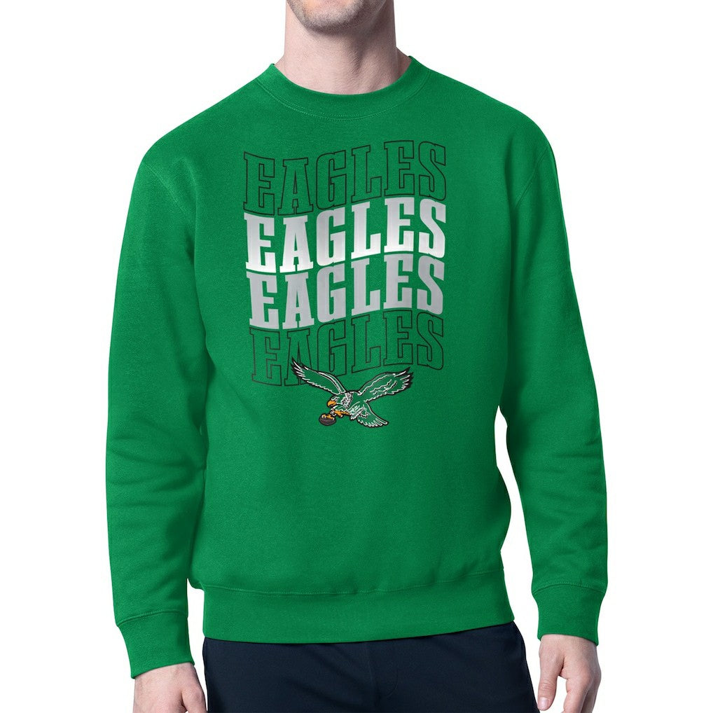 Starter Team Retro Logo Fleece Tri-Blend Pullover Sweatshirt - Philadelphia Eagles