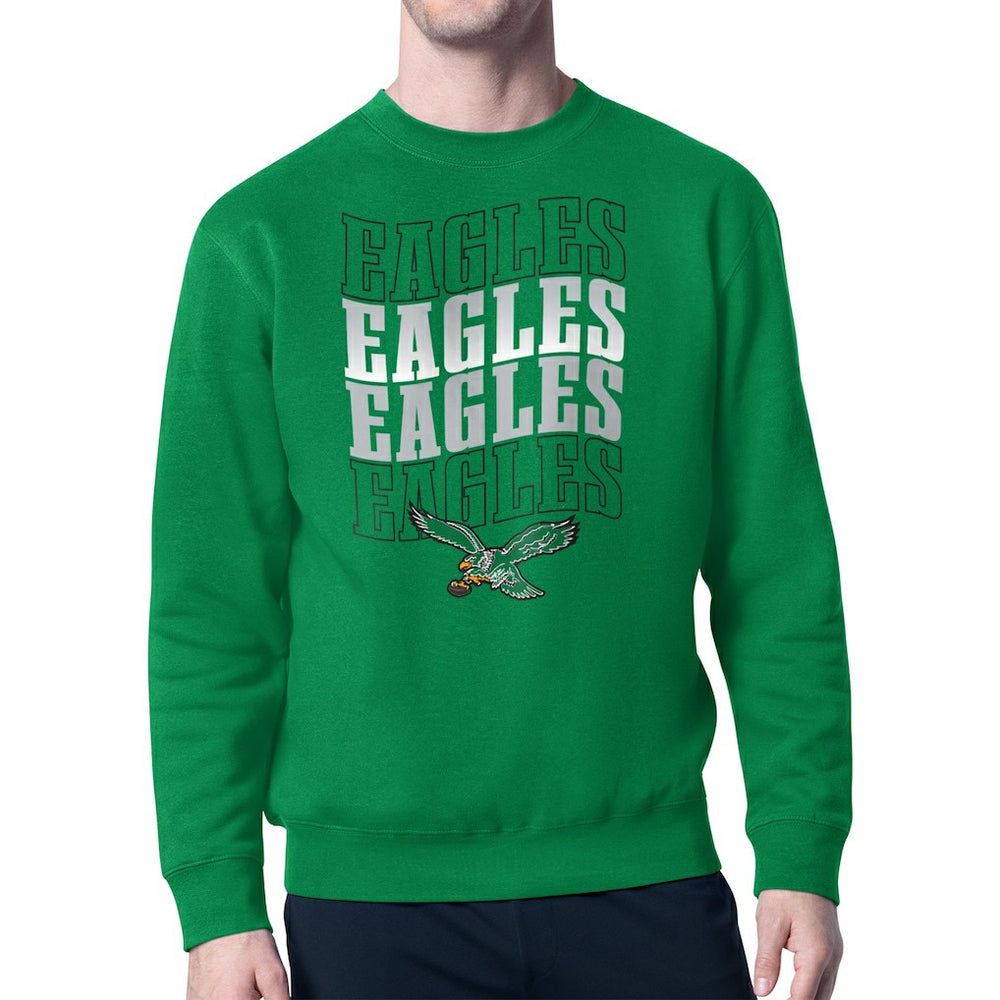 Starter Team Retro Logo Fleece Tri-Blend Pullover Sweatshirt - Philadelphia Eagles