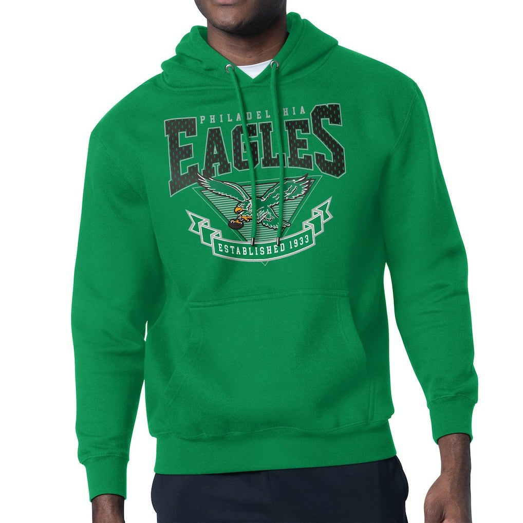 Starter Team Retro Logo Fleece Tri-Blend Pullover Hoodie - Philadelphia Eagles