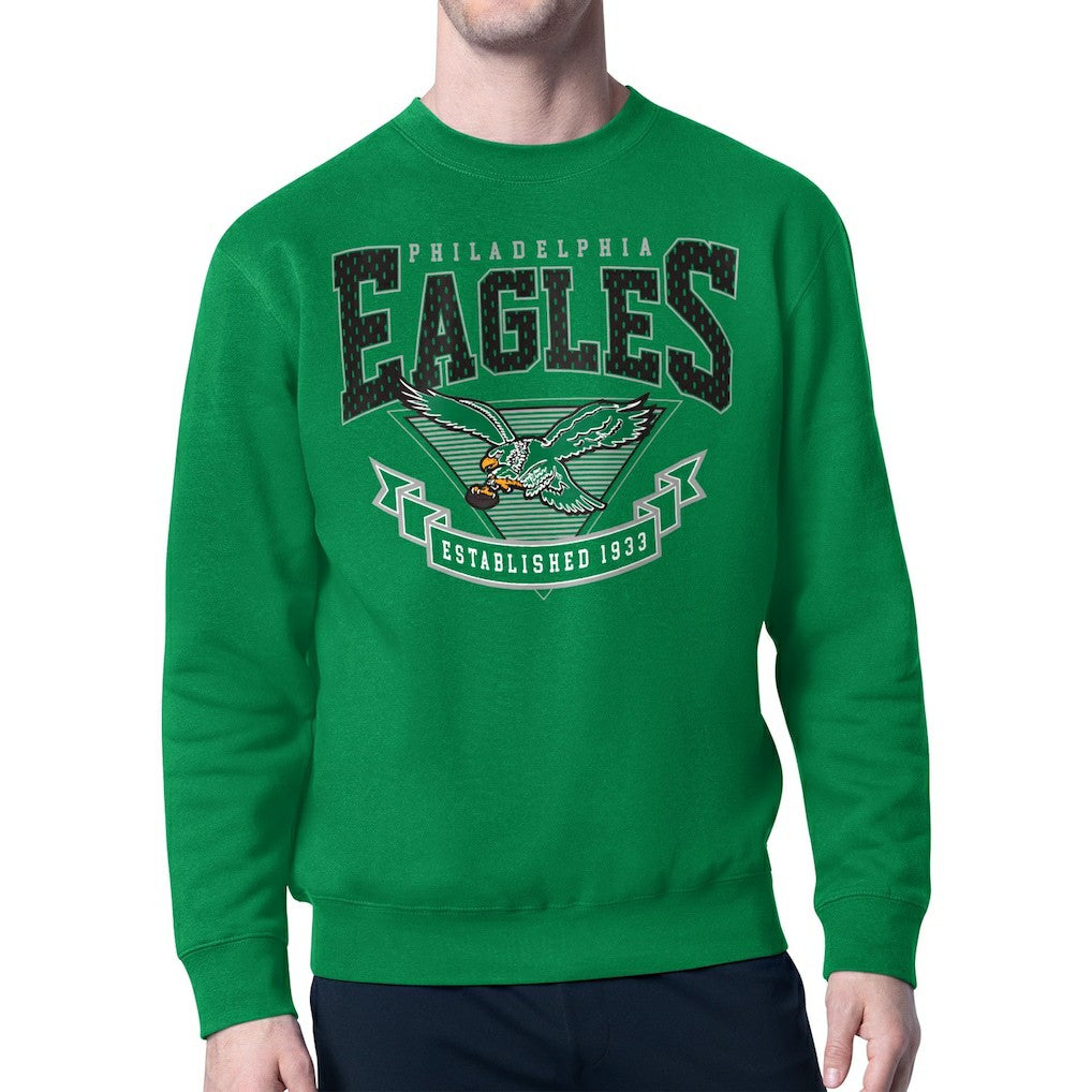 Starter Team Retro Logo Fleece Tri-Blend Pullover Hoodie - Philadelphia Eagles