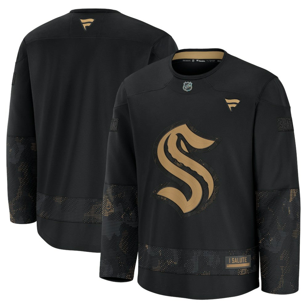 NHL Black Seattle Kraken Fanatics 2024 Military Appreciation Practice Jersey