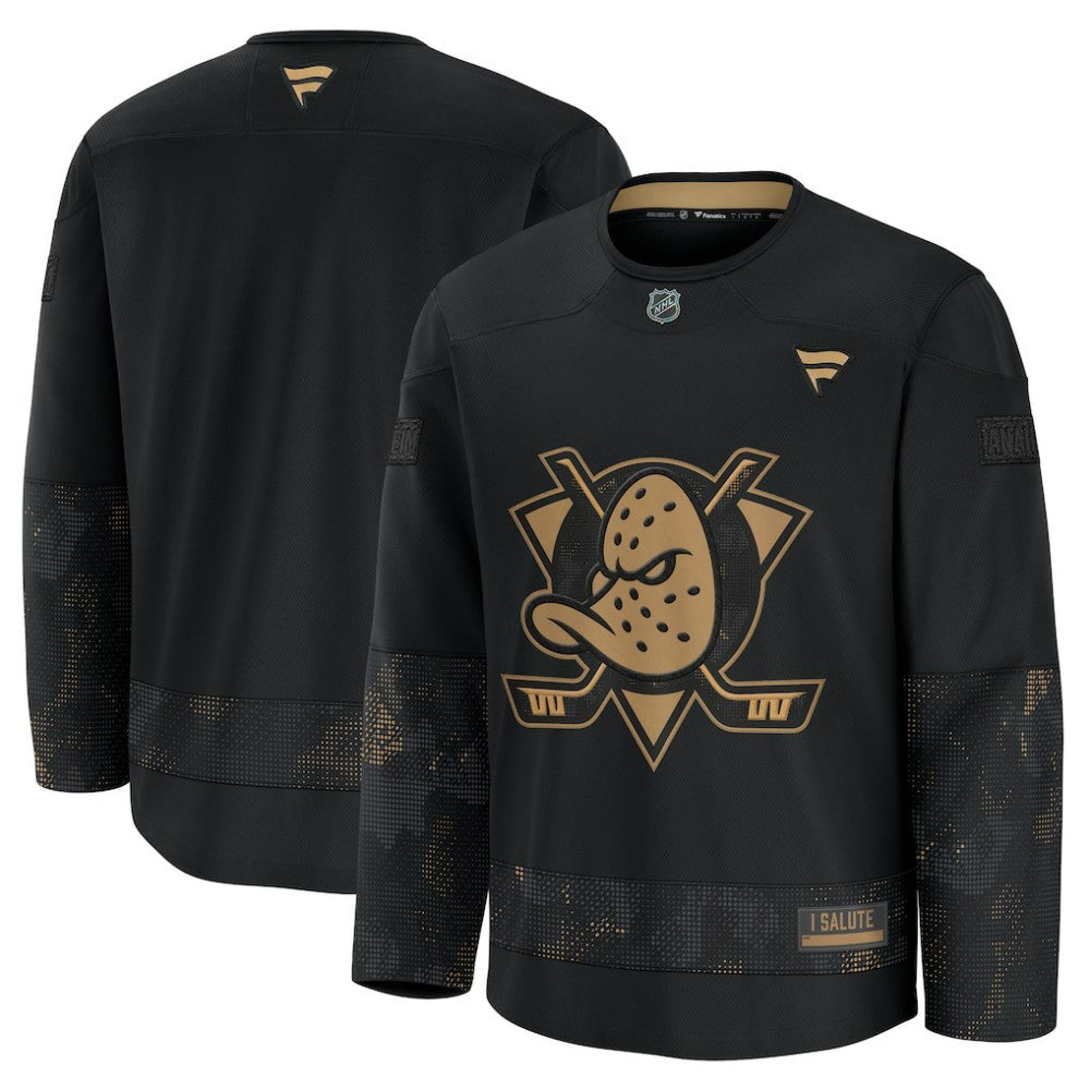 NHL Black Anaheim Ducks Fanatics 2024 Military Appreciation Practice Jersey