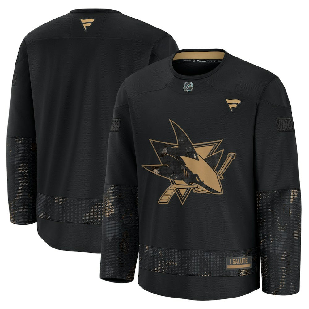 NHL Black San Jose Sharks Fanatics 2024 Military Appreciation Practice Jersey