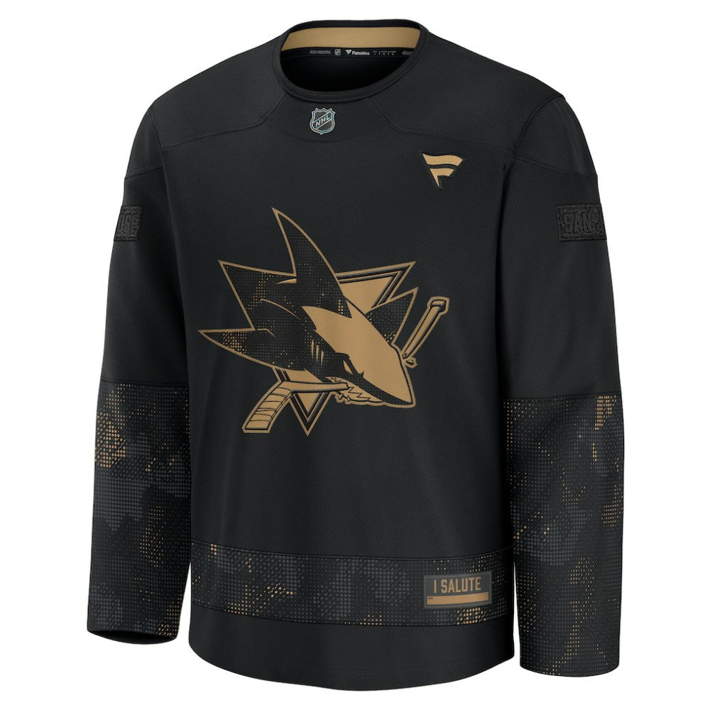 NHL Black San Jose Sharks Fanatics 2024 Military Appreciation Practice Jersey