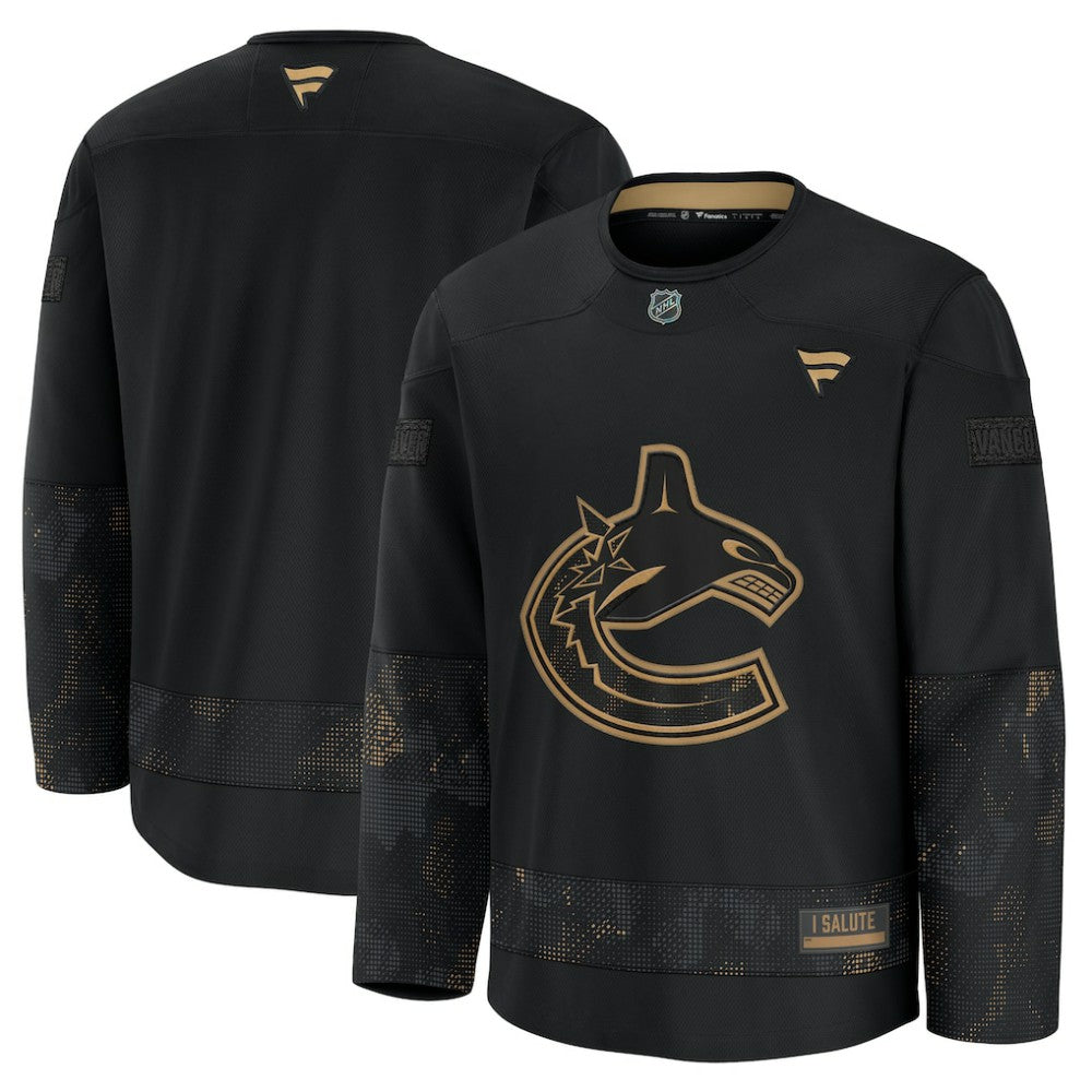 NHL Black Vancouver Canucks Fanatics 2024 Military Appreciation Practice Jersey