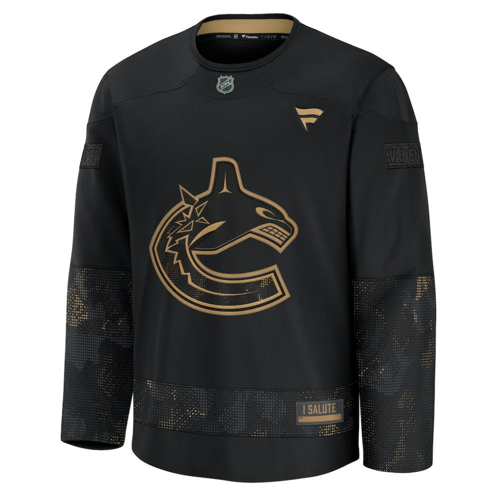NHL Black Vancouver Canucks Fanatics 2024 Military Appreciation Practice Jersey
