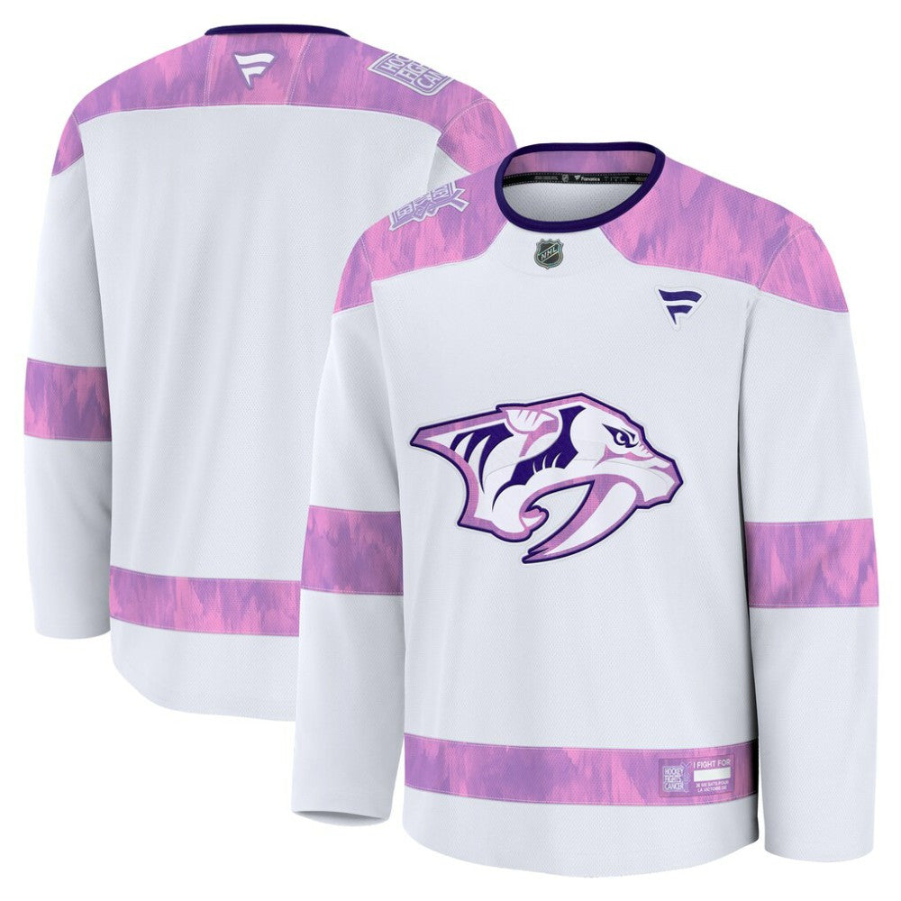 NHL White Nashville Predators Fanatics 2024 Hockey Fights Cancer Practice Jersey
