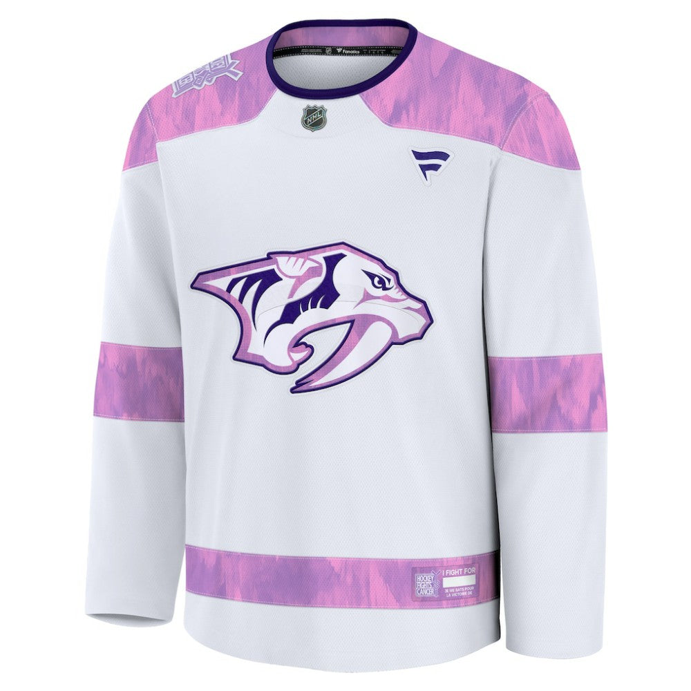 NHL White Nashville Predators Fanatics 2024 Hockey Fights Cancer Practice Jersey