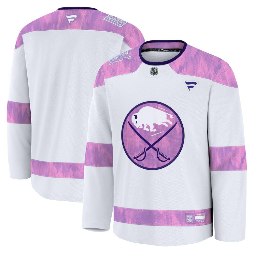 NHL White Buffalo Sabres Fanatics 2024 Hockey Fights Cancer Practice Jersey