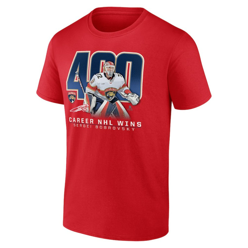 NHL Red Sergei Bobrovsky Florida Panthers 400 Career Wins T-Shirt