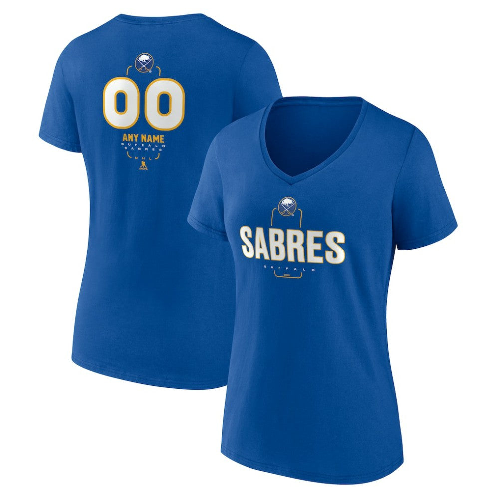 NHL Royal Buffalo Sabres Women's Personalized Name & Number Midfielder V-Neck T-Shirt