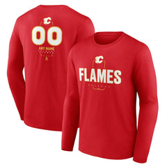 NHL Red Calgary Flames Personalized Name & Number Midfielder Long Sleeve T-Shirt