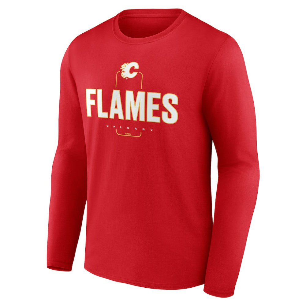 NHL Red Calgary Flames Personalized Name & Number Midfielder Long Sleeve T-Shirt