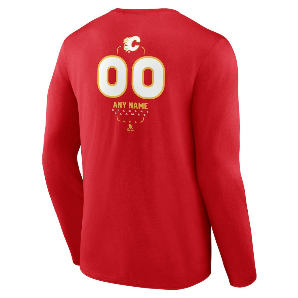 NHL Red Calgary Flames Personalized Name & Number Midfielder Long Sleeve T-Shirt