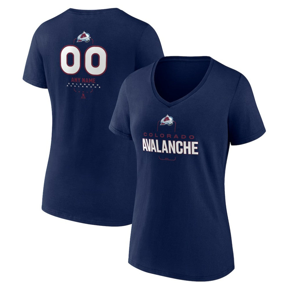 NHL Navy Colorado Avalanche Women's Personalized Name & Number Midfielder V-Neck T-Shirt
