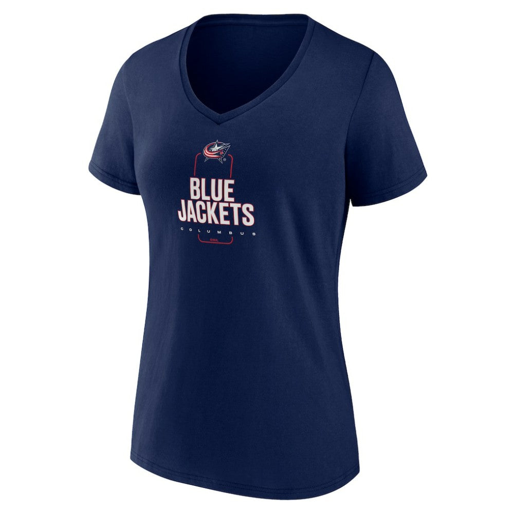 NHL Navy Columbus Blue Jackets Women's Personalized Name & Number Midfielder V-Neck T-Shirt