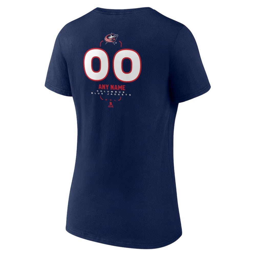 NHL Navy Columbus Blue Jackets Women's Personalized Name & Number Midfielder V-Neck T-Shirt